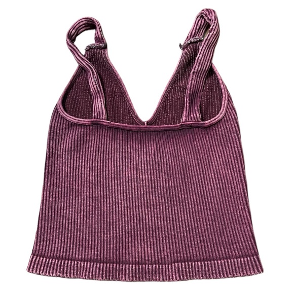 Free People Intimately Washed Seamless Crop Top Washed Burgundy NWOT - Picture 7 of 7